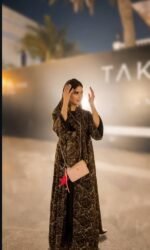 عباية وشاح بنقشة رخامية من DUJE | Marble Scarf Abaya | كريب سعودي فاخر | صناعة سعودية