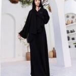 عباية سوداء مطرزة بالورود من DUJE | Floral Black Abaya | كريب سعودي فاخر | صناعة سعودية